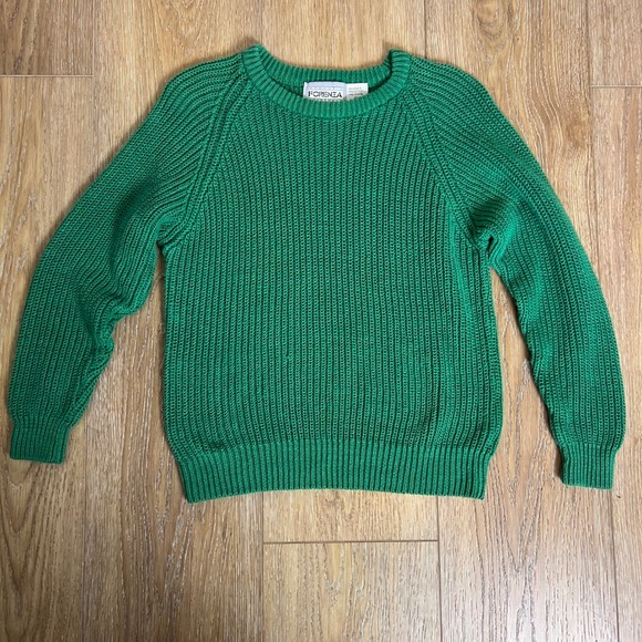 VIntage 80's Ribbed Crewneck Sweater Foreza Sportswear Green - Picture 1 of 6